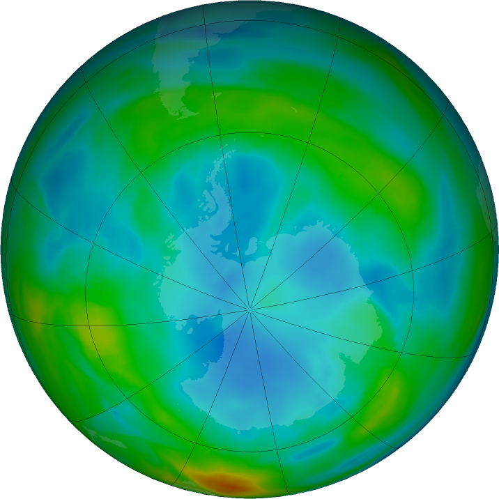 Antarctic ozone map for 24 July 2021